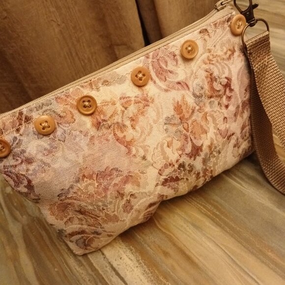 New Zippy Hanging Satin Wristlet Clutch Pouch Make-up Bags Button detail Florals - Picture 11 of 16